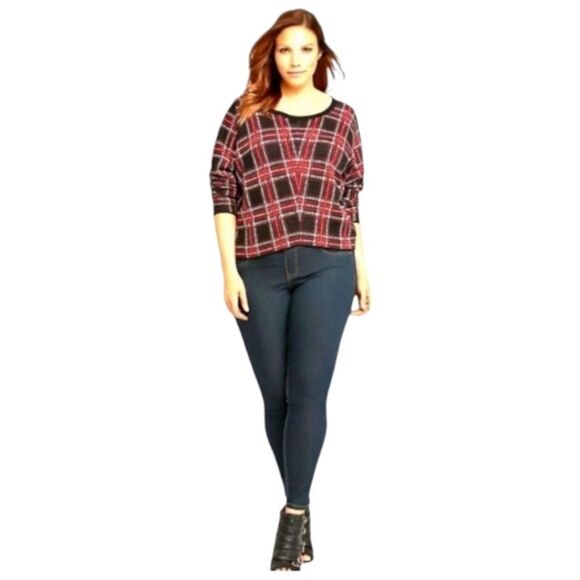 Torrid New Plus Size  Long Sleeve Red,Blue,& White Plaid Sweater 3X - Picture 3 of 11